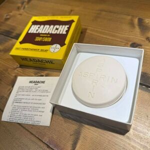 Vintage 1980s Novelty "Aspirin" Headache Soap Bar Gag Gift with Box +‎ Paper